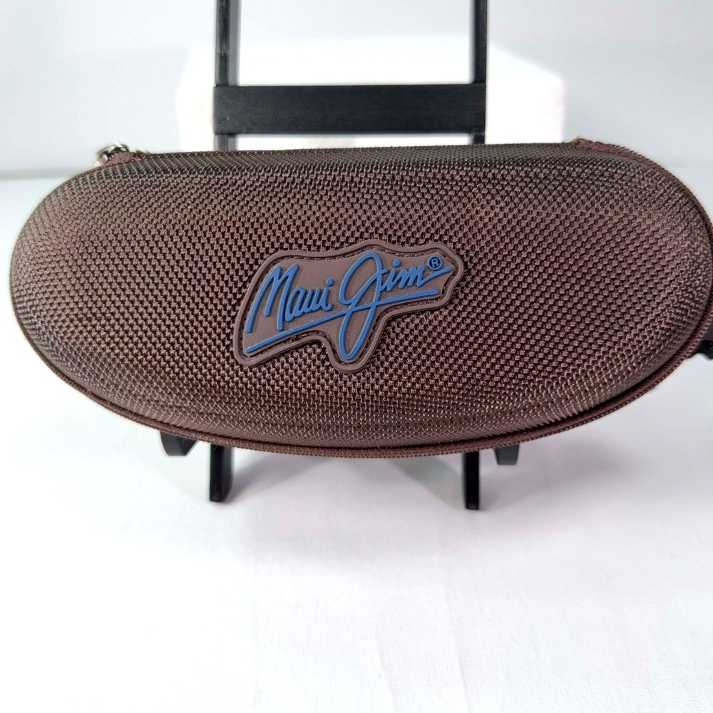 MAUI JIM LARGE Zippered Semi Hard Brown Sport sunglass case - CASE ONLY